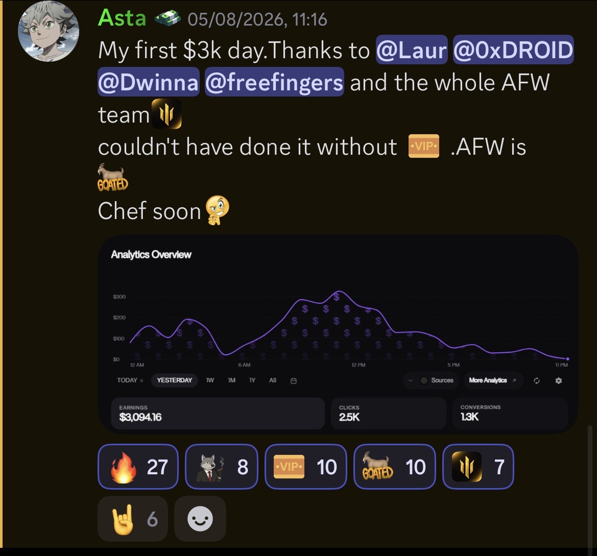 Community member hitting their first $3k day